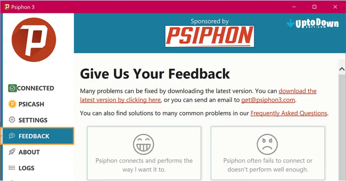 قم بتنزيل برنامج Psiphon (أحدث إصدار لعام 2026) لنظام التشغيل ويندوز 11/10 screenshot 1
